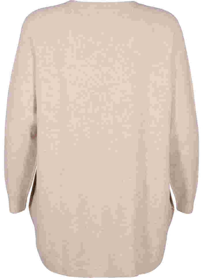 Gemêleerde gebreide blouse met knopen, Pumice Stone Mel., Packshot image number 1