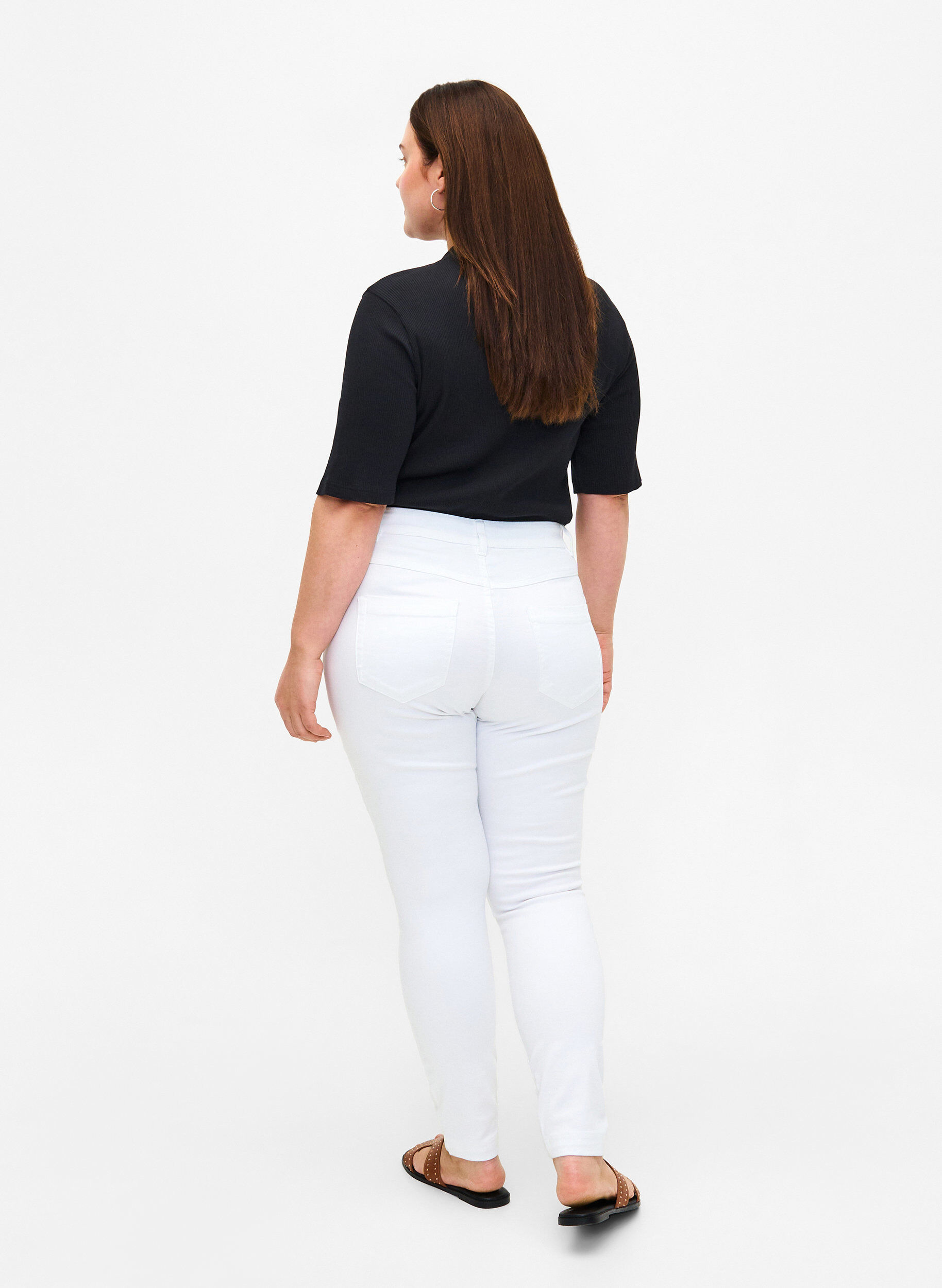 Zizzi Viona jeans met normale taille, Wit, Model image number 1
