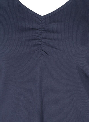 Katoenen blouse met geribde v-hals en kreukeleffect, Navy Blazer, Packshot image number 2