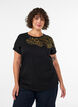Katoenen T-shirt met bloemenprint, Zwart, Model image number 0