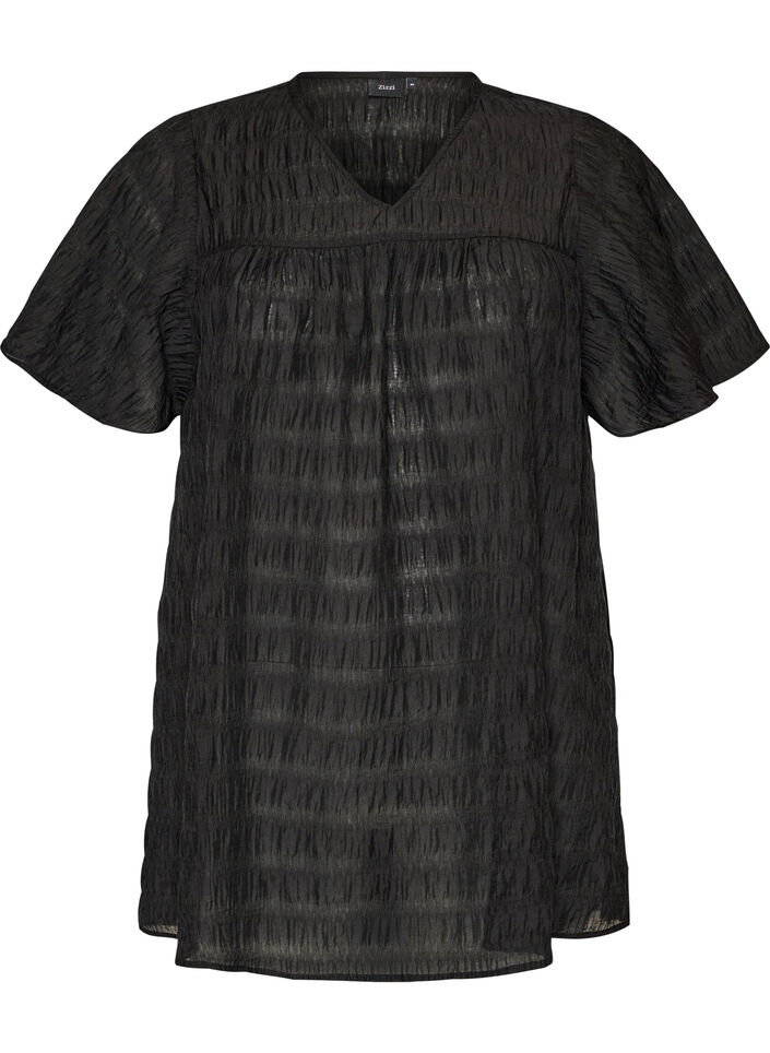 Tuniek in lyocell met vlindermouwen, Zwart, Packshot image number 0