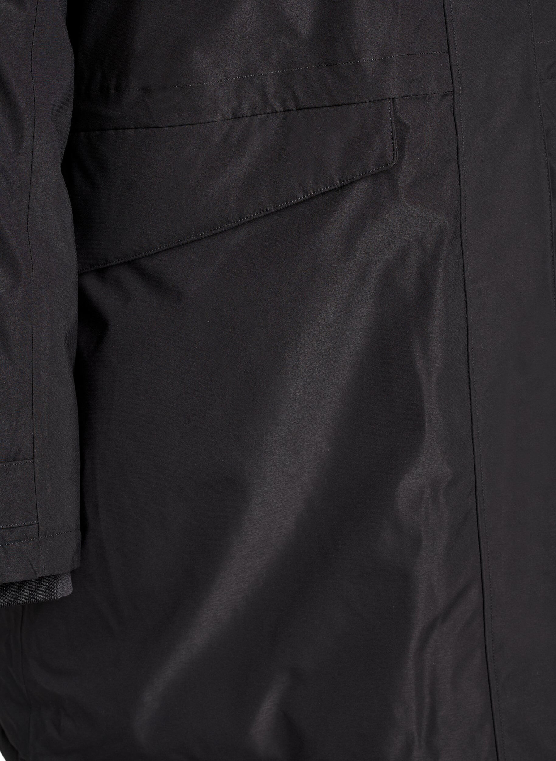 Zizzi Waterafstotende parka met capuchon en functionele details, Zwart, Packshot image number 3