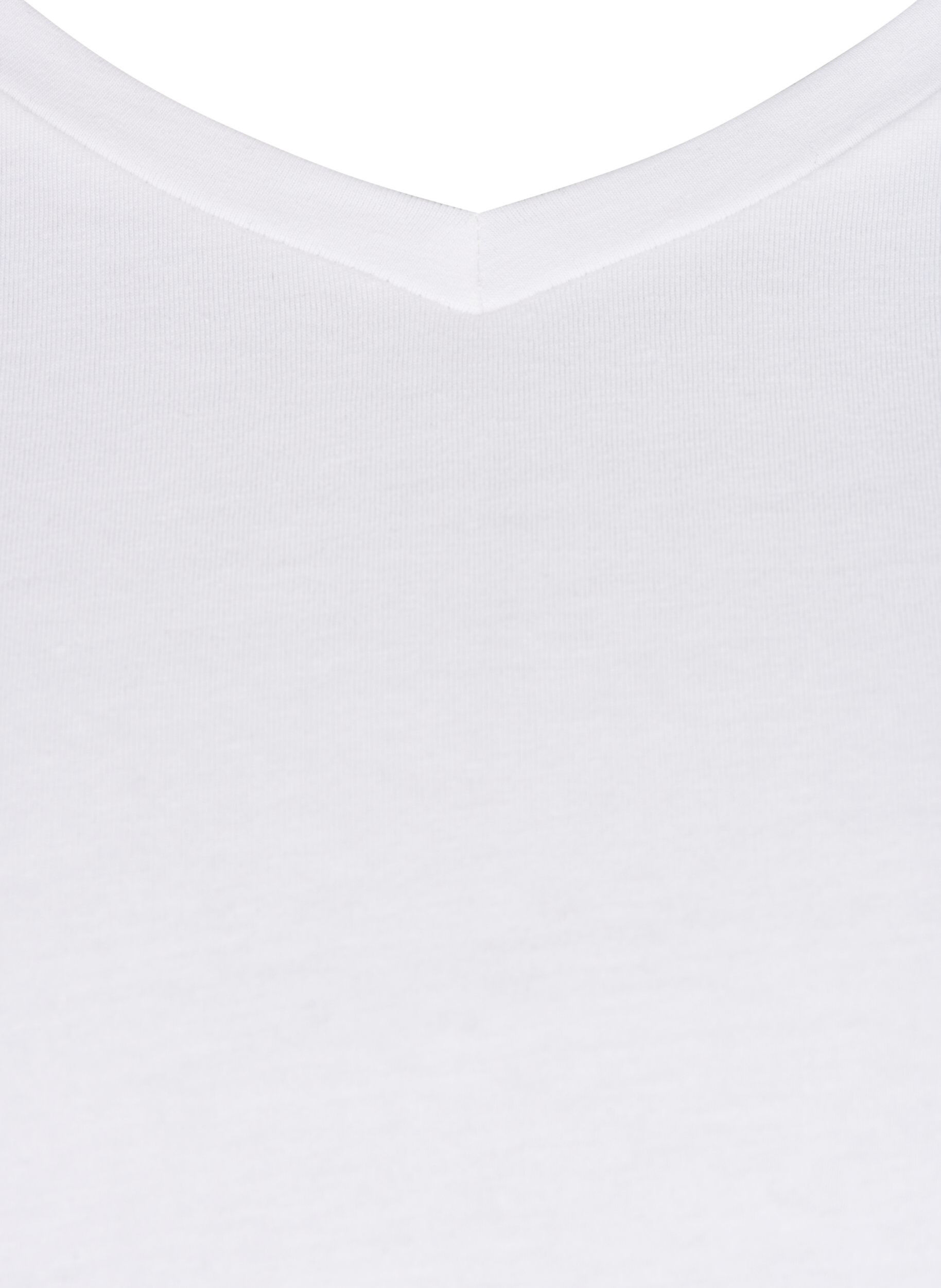 ZizziBasic t-shirt in effen kleur met katoen, Wit, Packshot image number 2