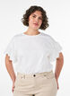 T-shirt van biologisch katoen met ruches mouwen, Wit, Model image number 0