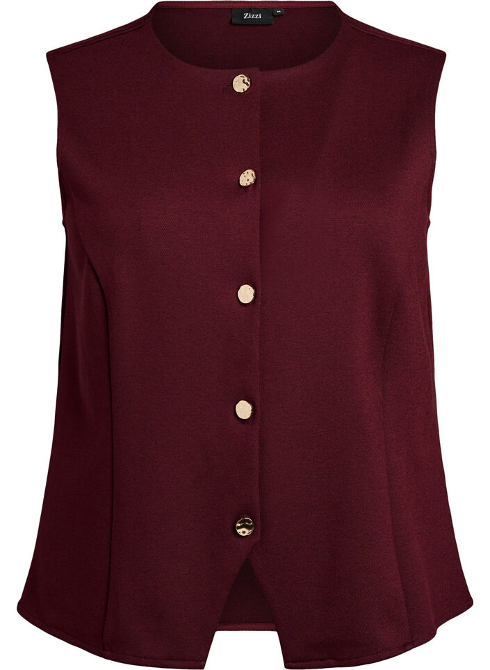 Blouse zonder mouwen met decoratieve knopen, Rood, Packshot image number 0