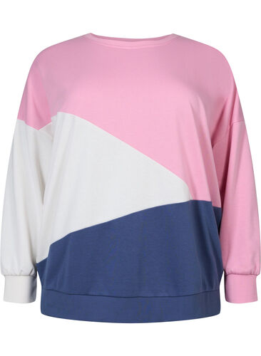 Sweatshirt met colour-block, C. Pink C. Blocking, Packshot image number 0