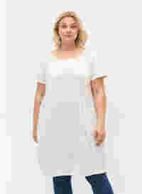 Katoenen jurk met korte mouwen, Bright White, Model