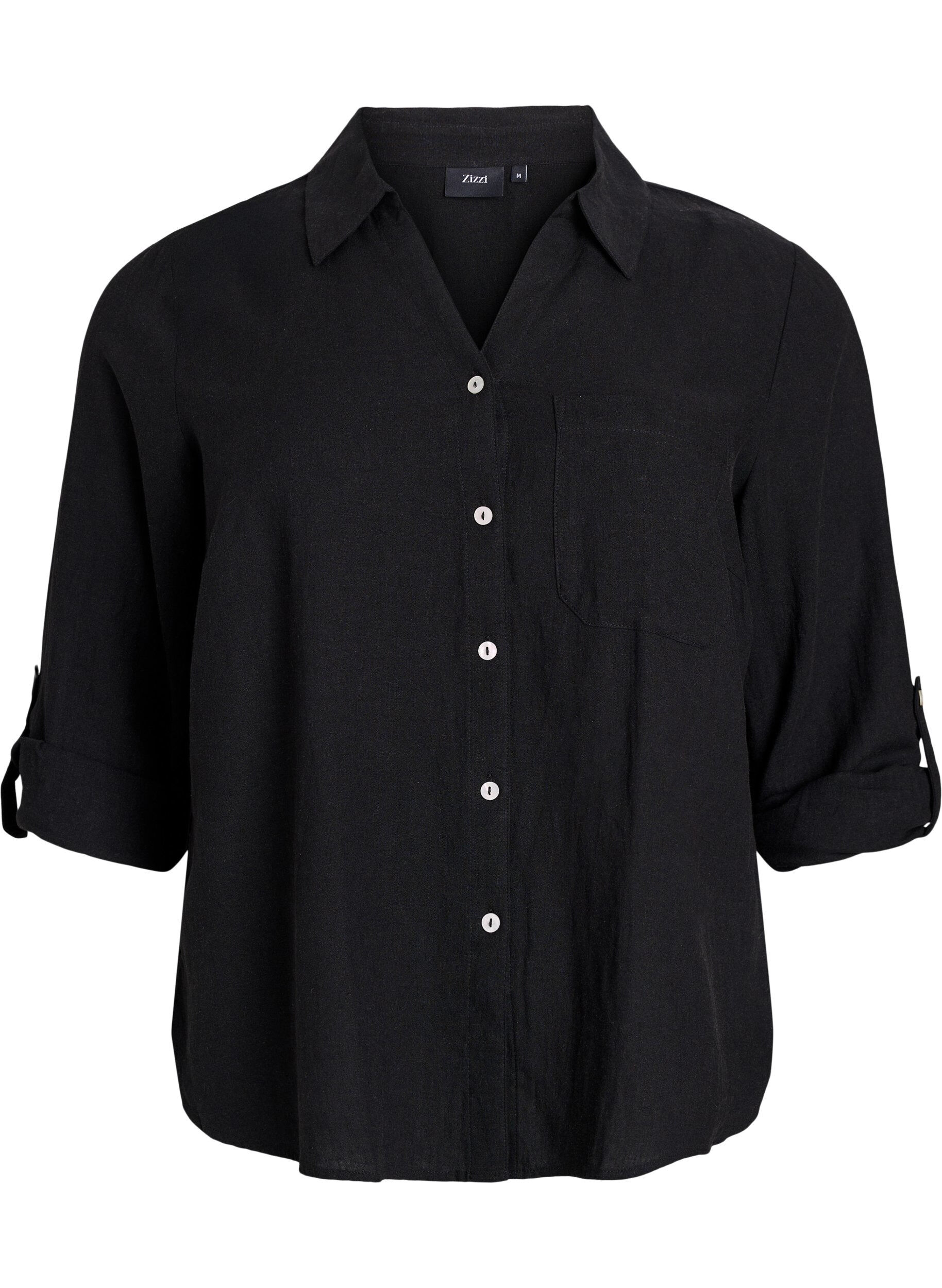 Linnen en viscose shirt met 3/4 mouwen