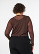 Transparante mesh blouse met strassteentjes, Bruin, Model image number 2