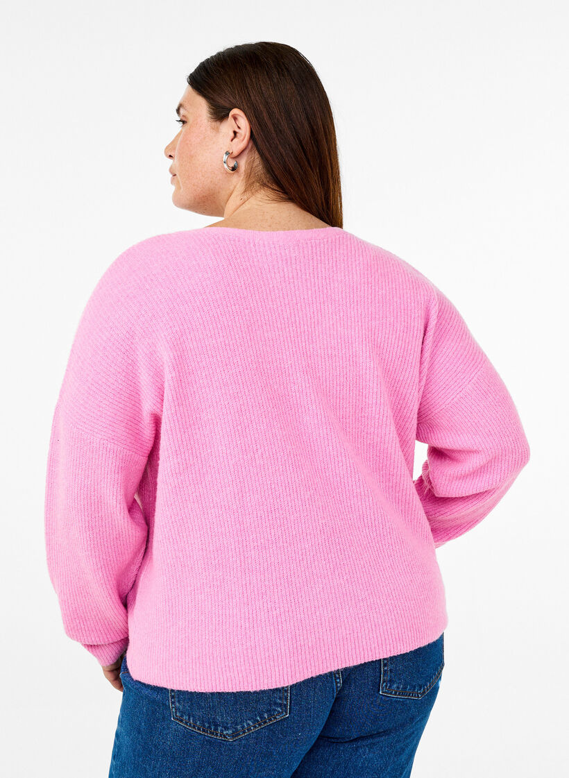 Gebreide cardigan met strikceintuur, Begonia Pink Mel., Model image number 1