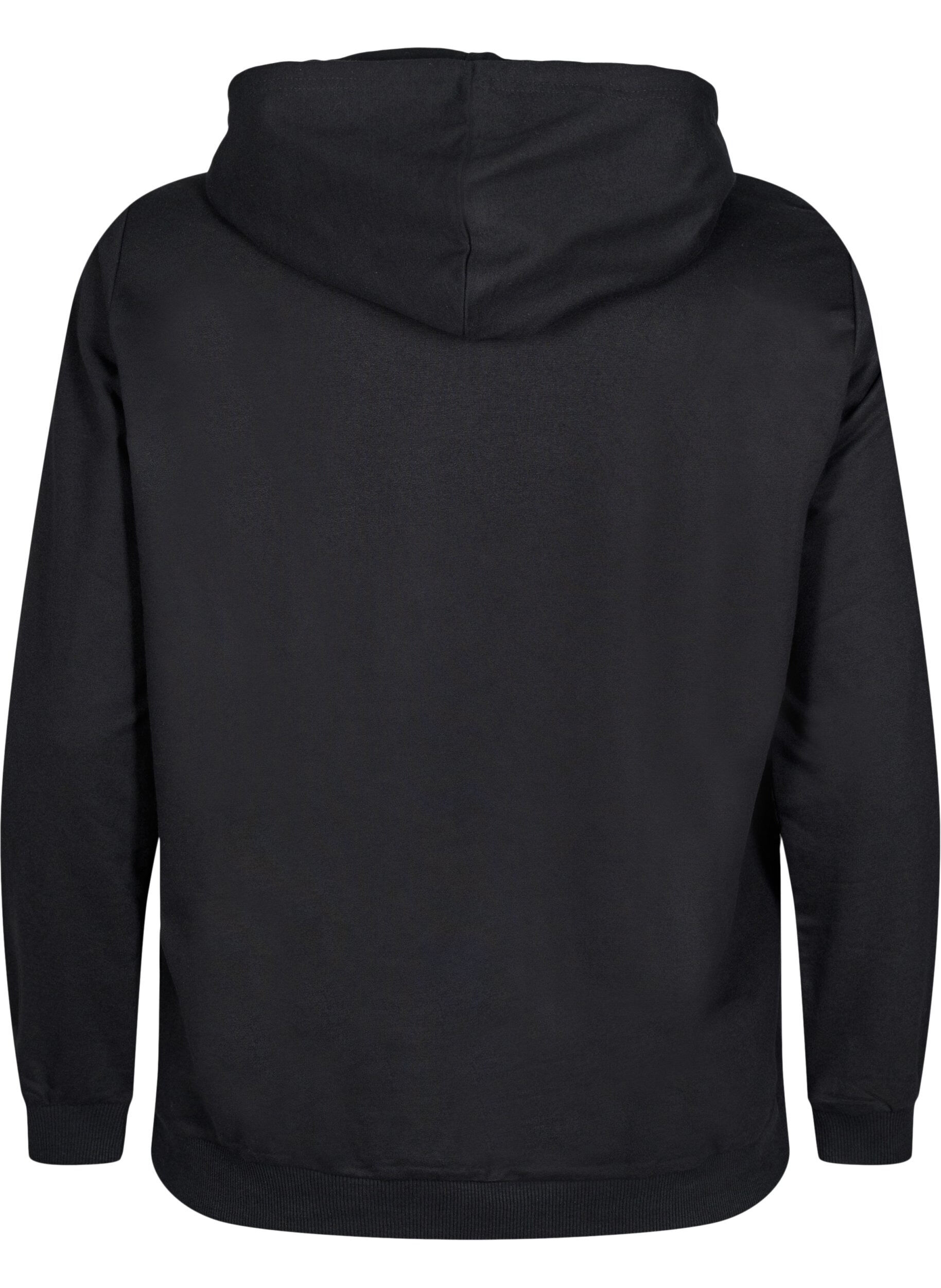 ZizziSweater met capuchon en print, Zwart, Packshot image number 1