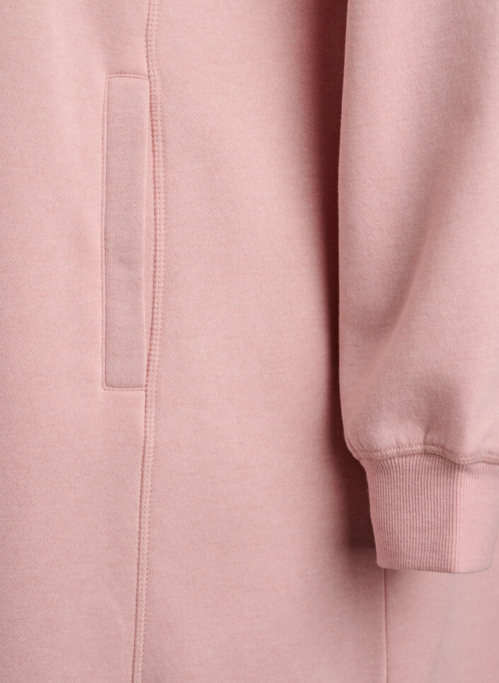 Kort sweatshirt jurk met hoge kraag en zakken, Rood, Packshot image number 3