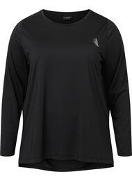 Sportblouse met structuur en lange mouwen, Black