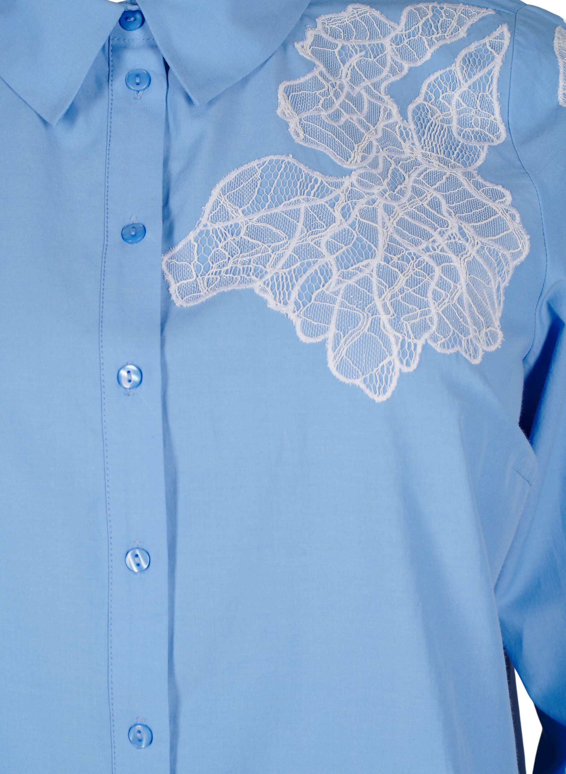 Zizzi Shirt met kanten details, Blauw, Packshot image number 2