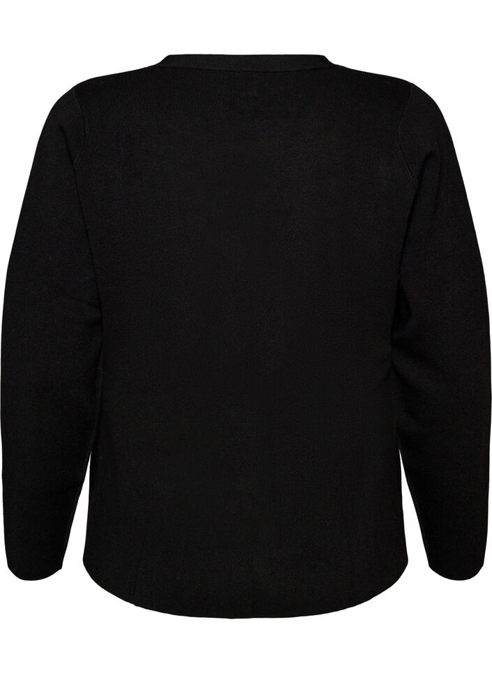 Fijngebreid cardigan met decoratieve knopen, Zwart, Packshot image number 1
