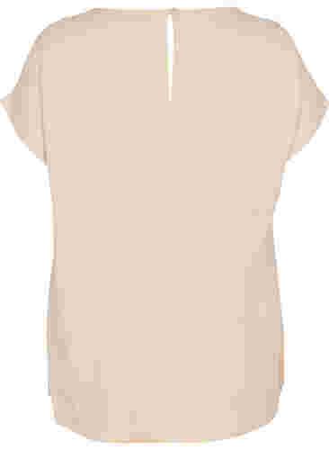 Viscose top met ronde hals en korte mouwen, Oxford Tan, Packshot image number 1