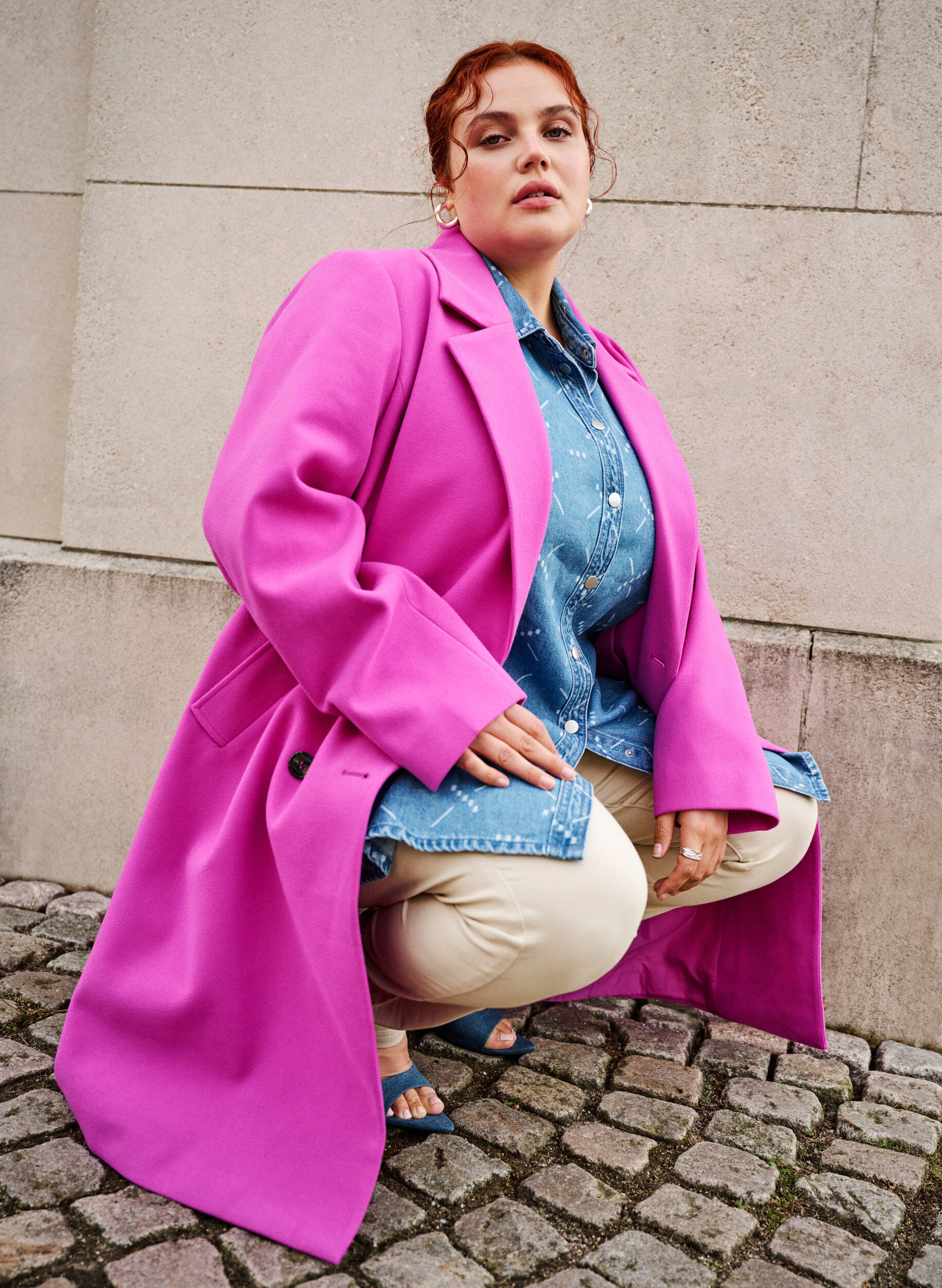 Zizzi Jas met dubbele knoopsluiting, Purple Orchid, Image image number 0