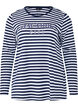 Gestreepte blouse met motief, White w.Navy Stripe, Packshot image number 0