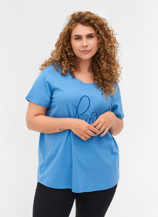 T-shirt met korte mouwen en print, Blue Jasper, Model image number 0