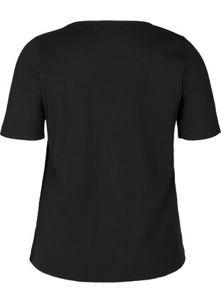 T-shirt met korte mouwen en knopen, Black, Packshot image number 1