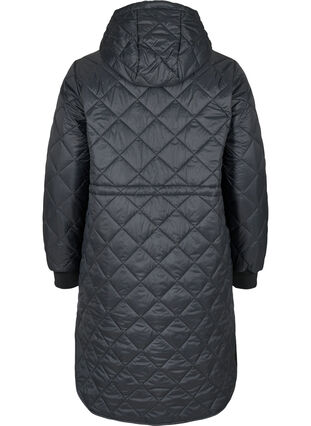 Gewatteerde lichte jas met capuchon, Black, Packshot image number 1