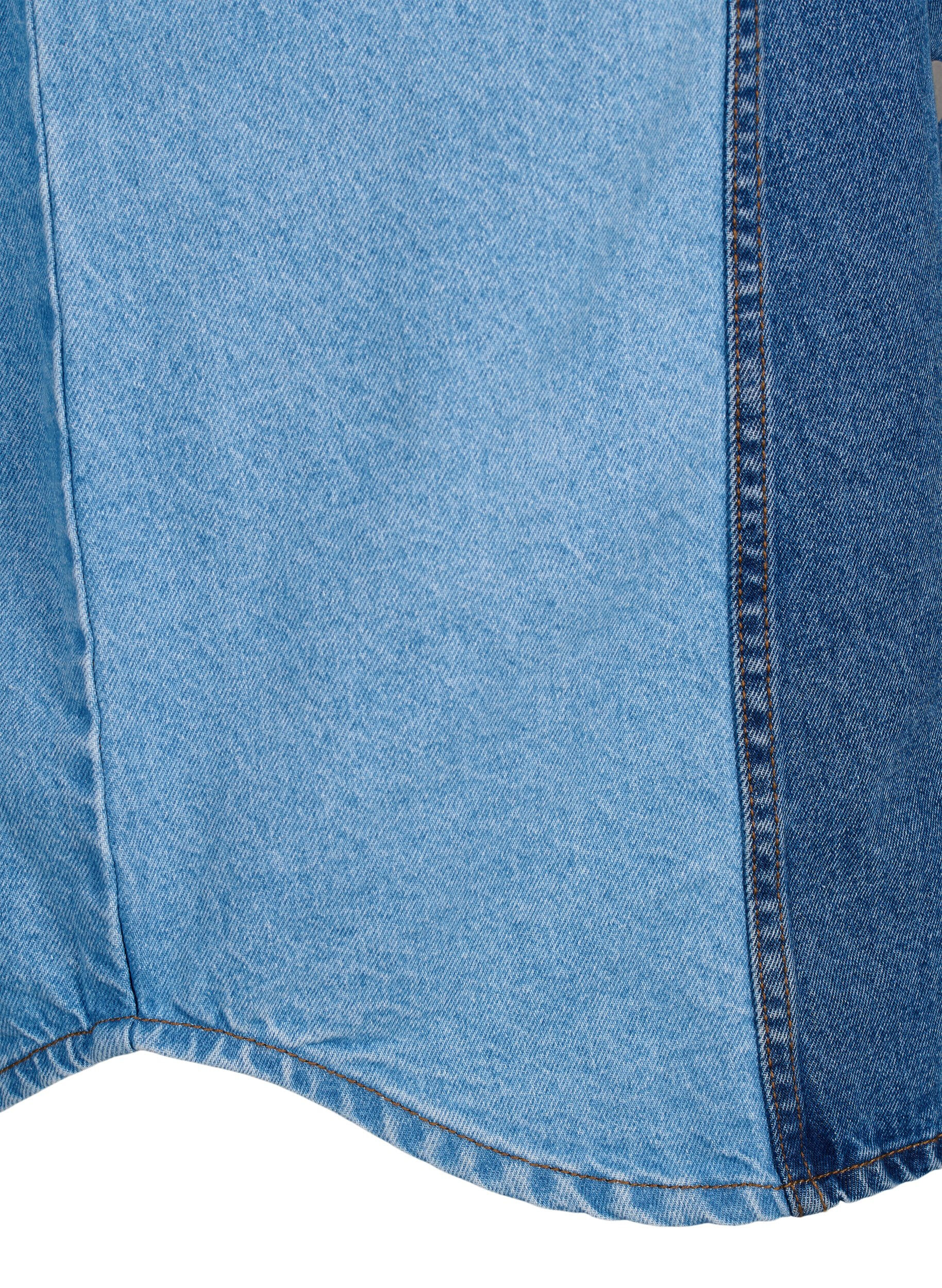 Zizzi Colorblock spijkerjasje, Light Blue Denim, Packshot image number 3