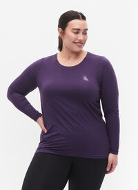 Sport shirt met lange mouw, Purple Plumeria, Model