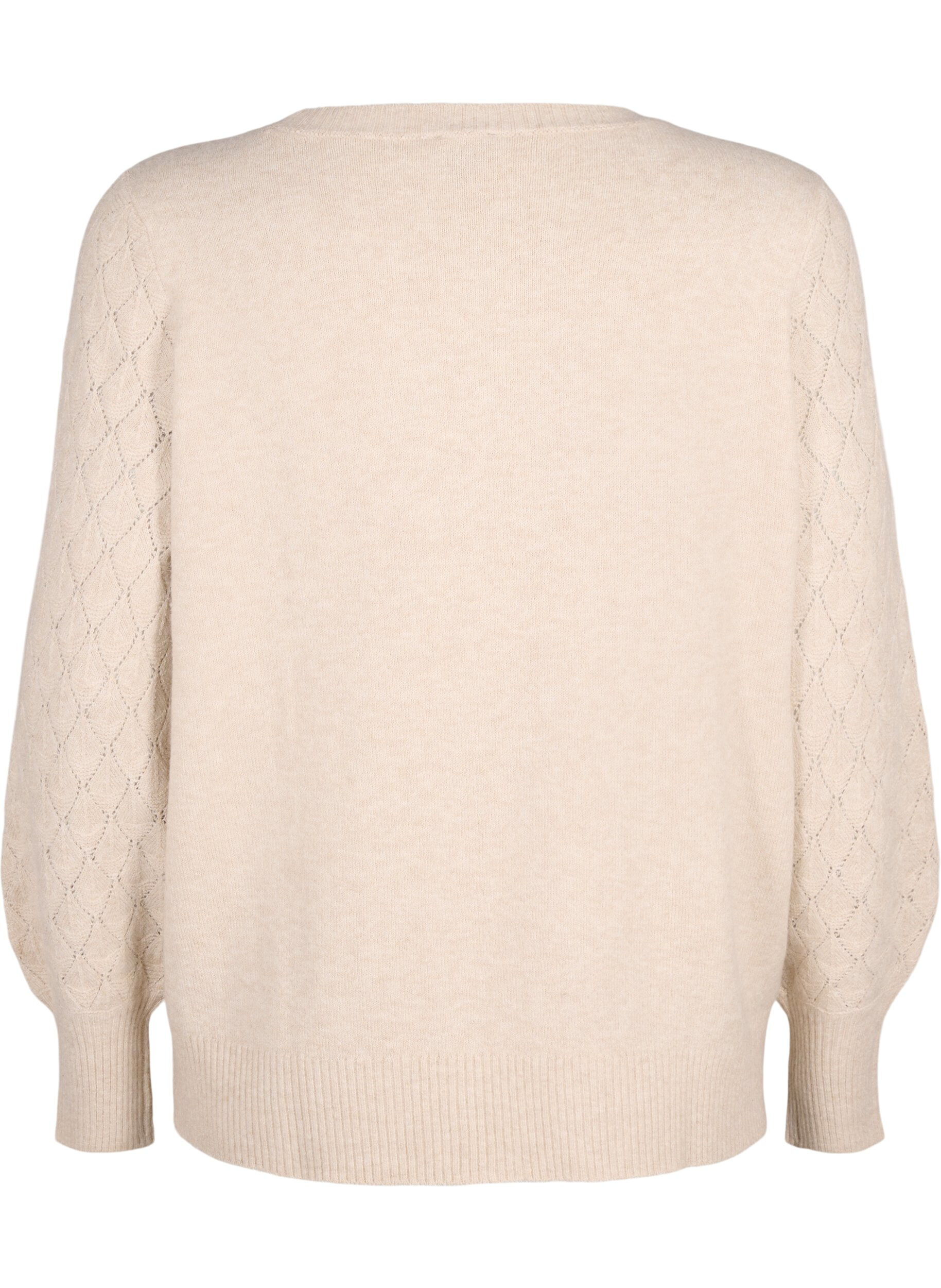 Zizzi Gebreide blouse met kantpatroon, Pumice Stone Mel., Packshot image number 1