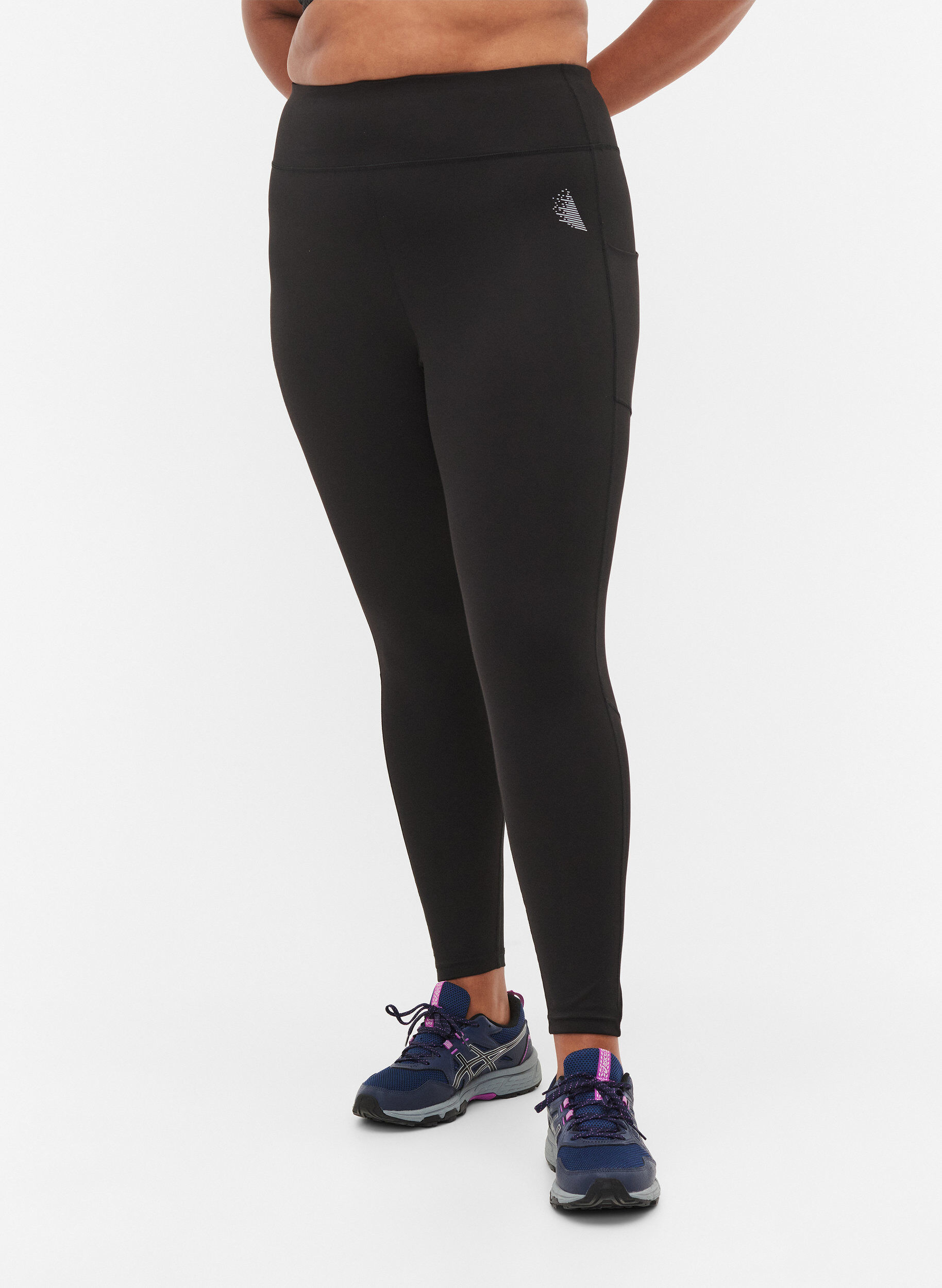 Zizzi CORE, POCKET TIGHTS - Sport legging met mesh, Black, Model image number 3