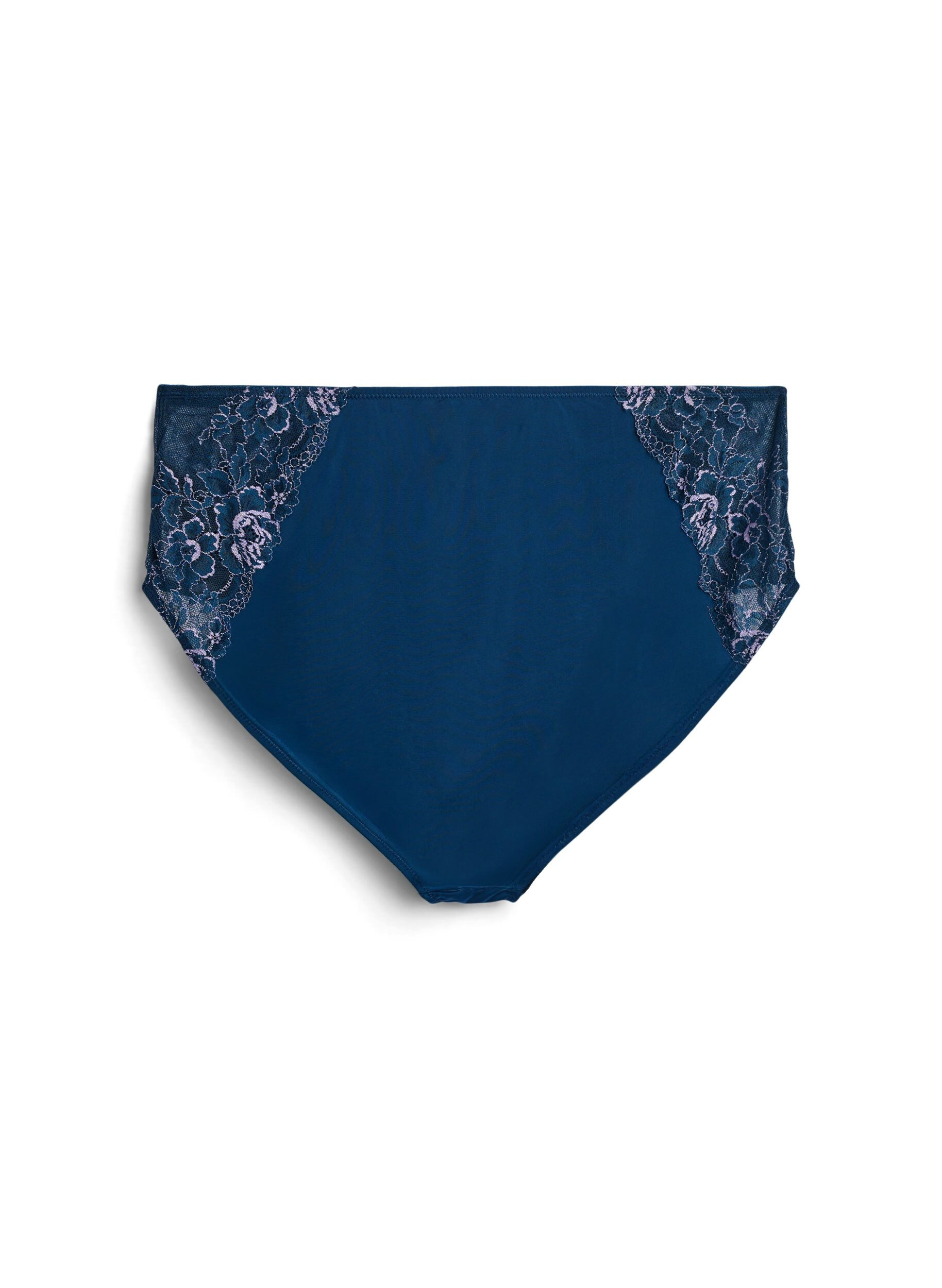 Zizzi Slipje van microvezel met kant en een normale taille, Blauw, Packshot image number 1
