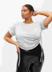 Cropped t-shirt met koord, Light Grey Melange, Model