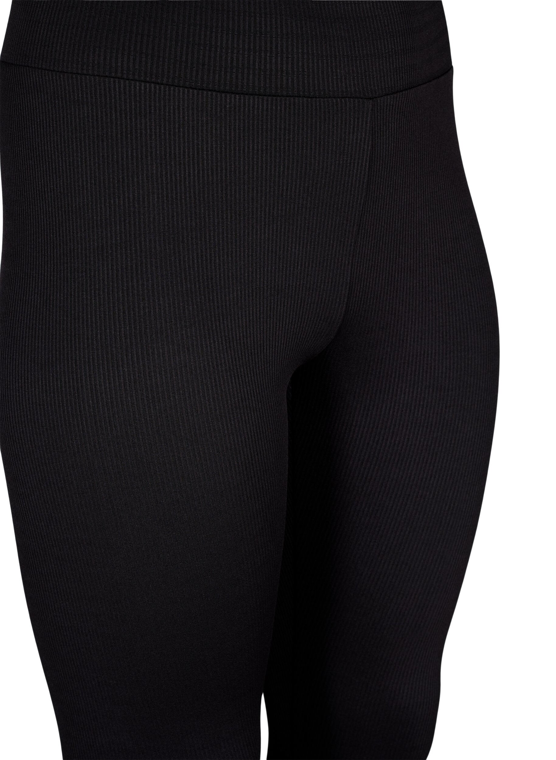 Zizzi Legging met stretch en geribde structuur, Black, Packshot image number 2