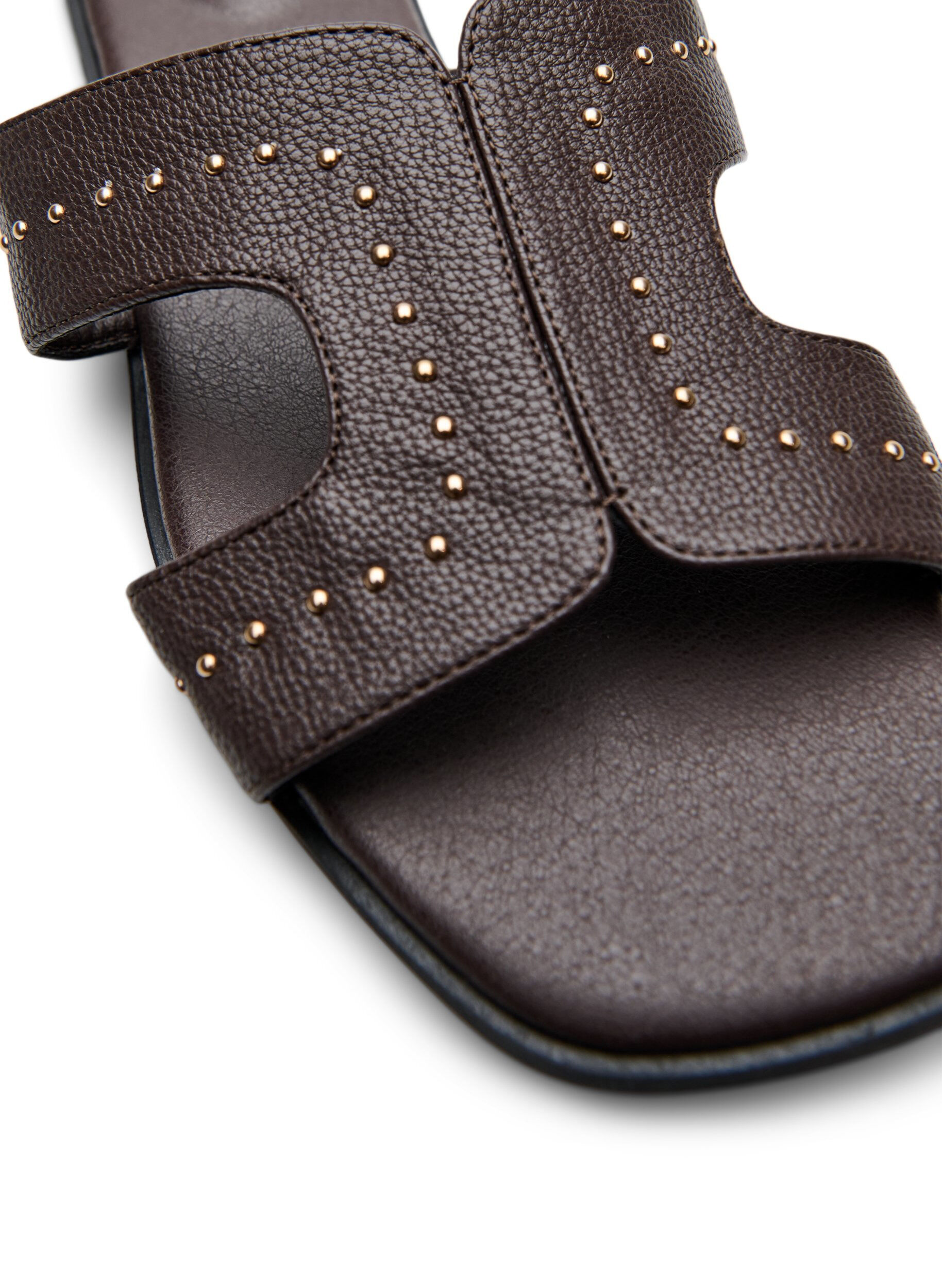 Zizzi Platte sandalen met studs, Bruin, Packshot image number 3