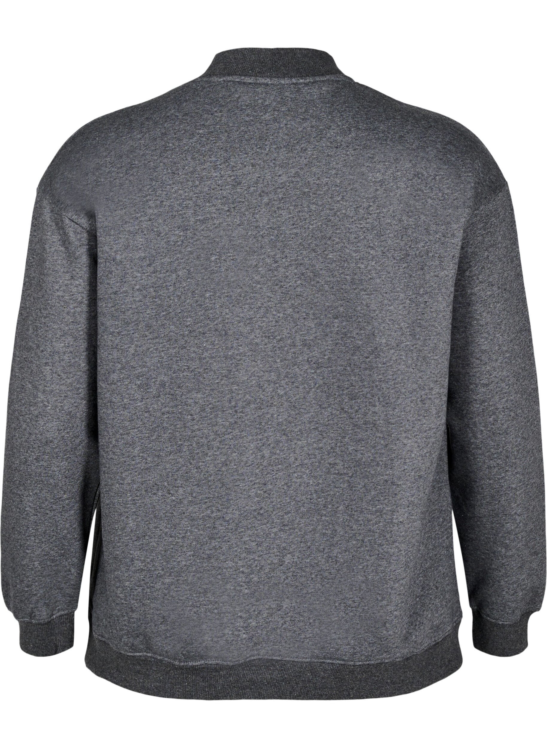 Zizzi Sweatshirt met hoge kraag en lange mouwen, Grijs, Packshot image number 1