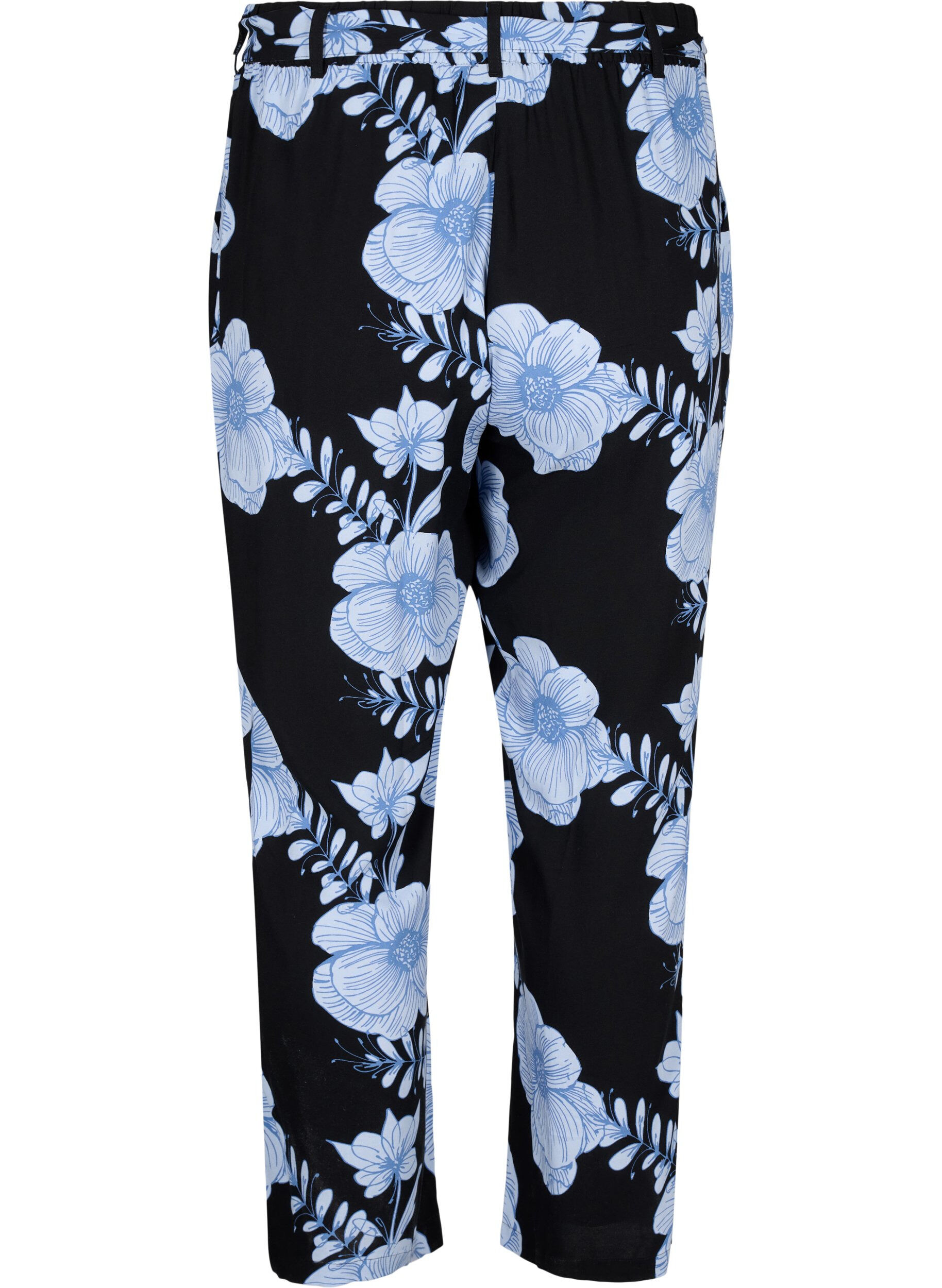 Zizzi Viscose broek met hoge taille, Zwart, Packshot image number 1