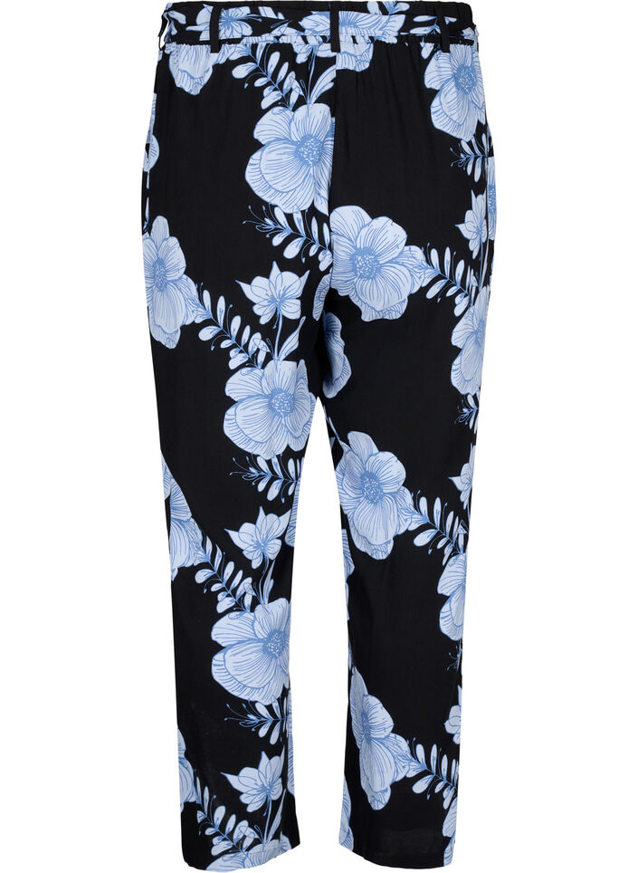 Viscose broek met hoge taille, Zwart, Packshot image number 1
