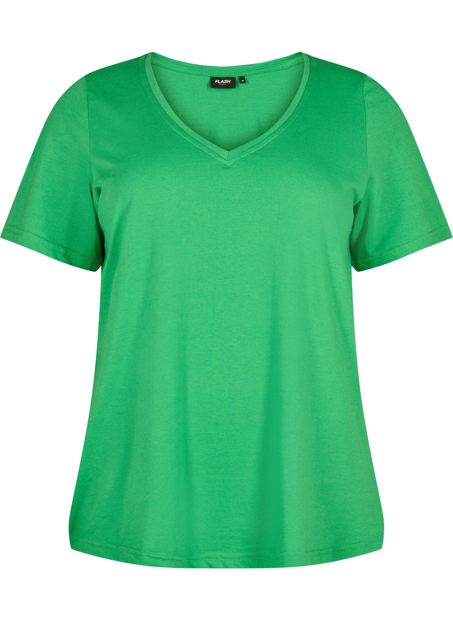 Zizzi FLASH - T-shirt met v-hals, Kelly Green, Packshot image number 0
