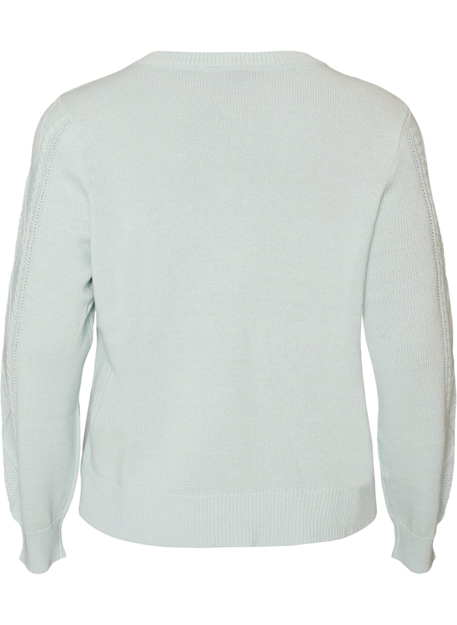 ZizziKabelgebreide cardigan met decoratieve knopen, Blauw, Packshot image number 1