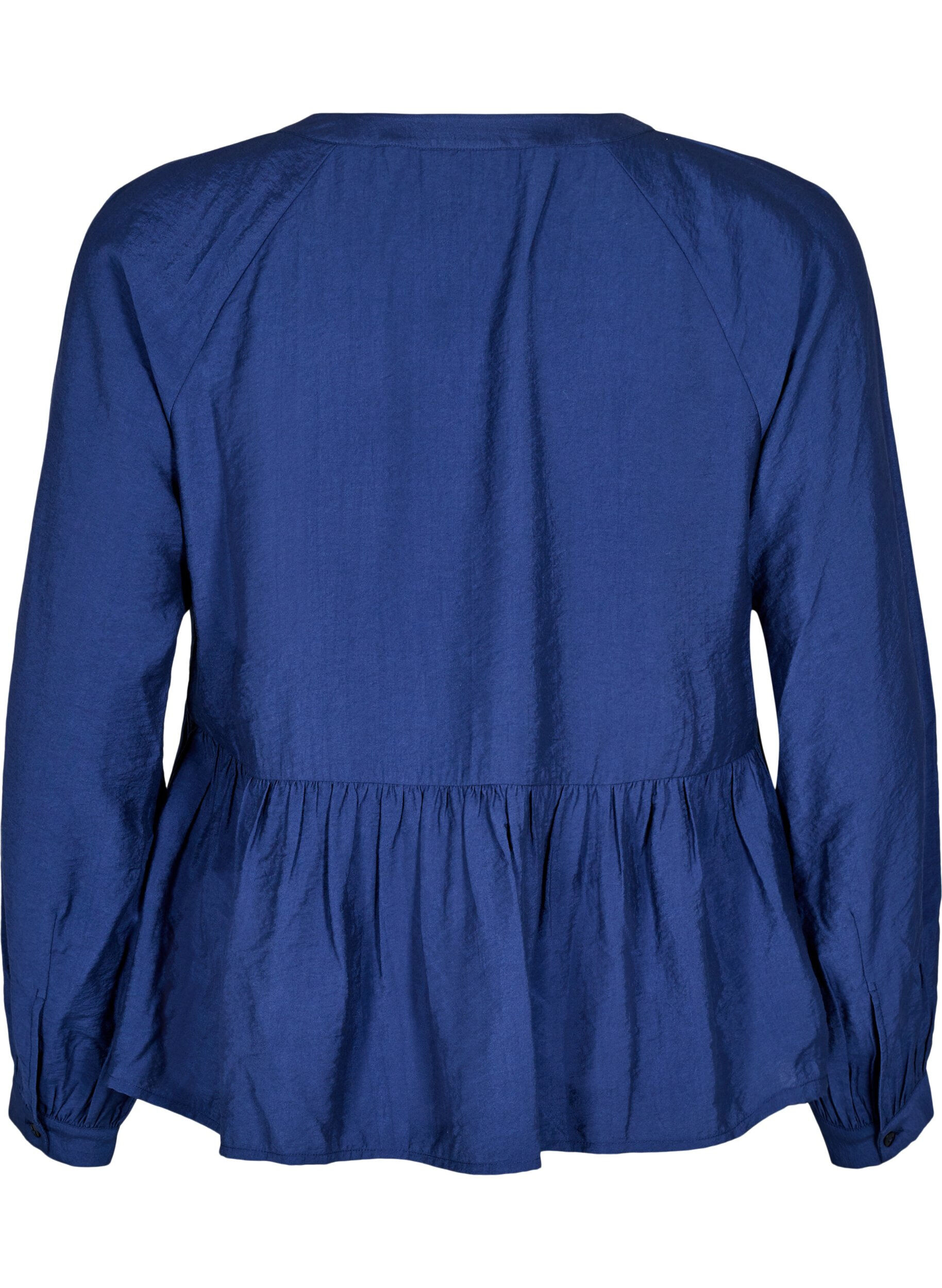 Zizzi Blouse met strik en lange mouwen, Blauw, Packshot image number 1