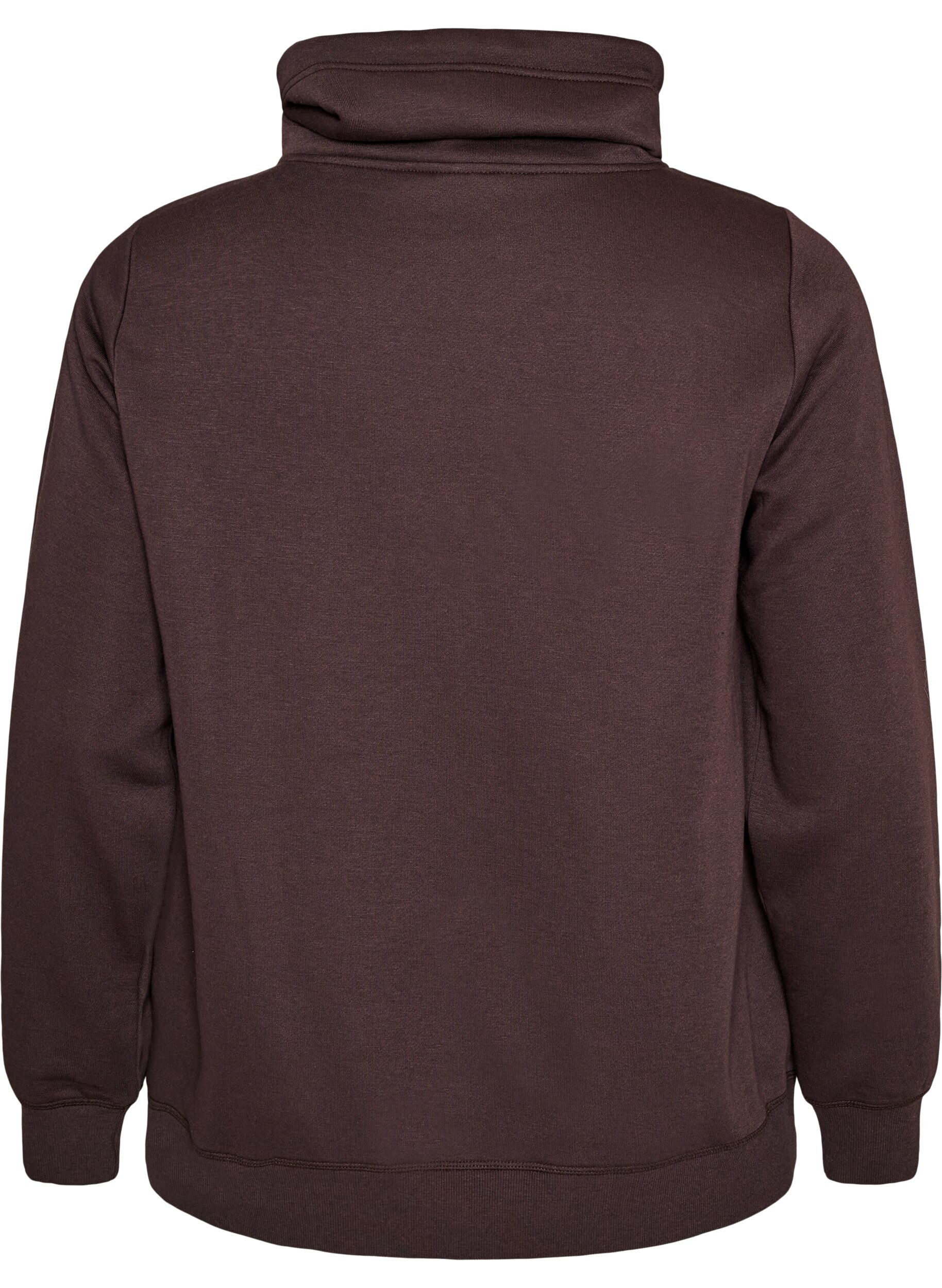 ZizziSweatshirt met hoge kraag en zakken, Bruin, Packshot image number 1