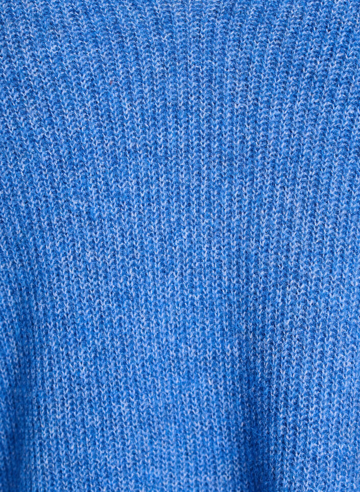 Gebreide blouse met V-hals en raglanmouwen, Blauw, Packshot image number 2