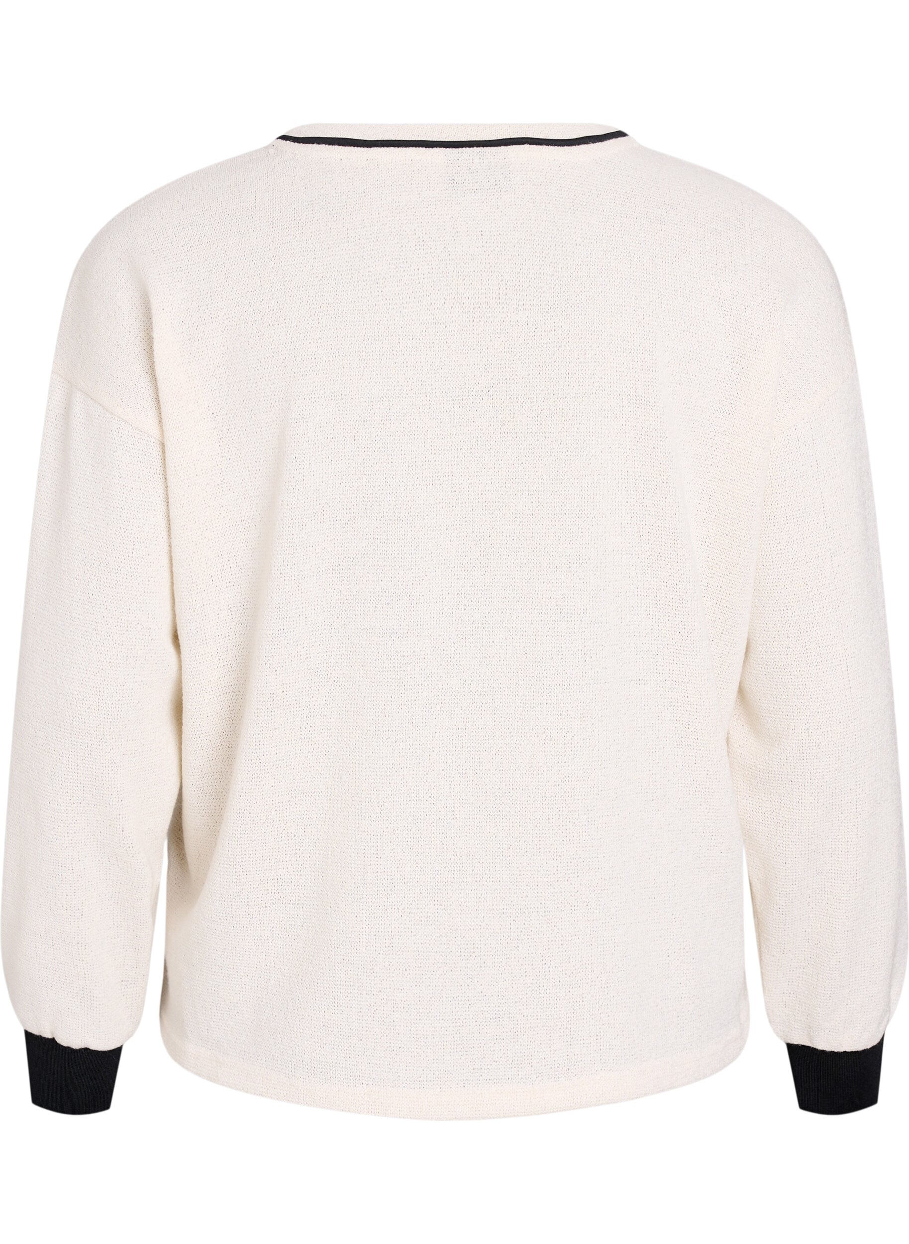 Zizzi Sweatshirt van gestructureerde jersey met frontprint, Beige, Packshot image number 1