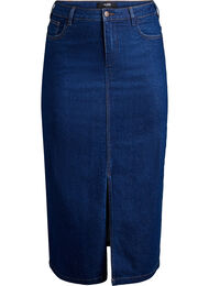 FLASH - Halflange denimrok met een voorsplit, Blauw