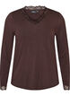 Viscose blouse met kanten afwerking en V-hals, Bruin, Packshot image number 0