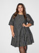 Jacquard jurk met glanzende details en pofmouwen, Groen, Model image number 0