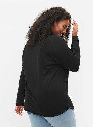 Sweatshirt met hoge kraag, Black, Model image number 1