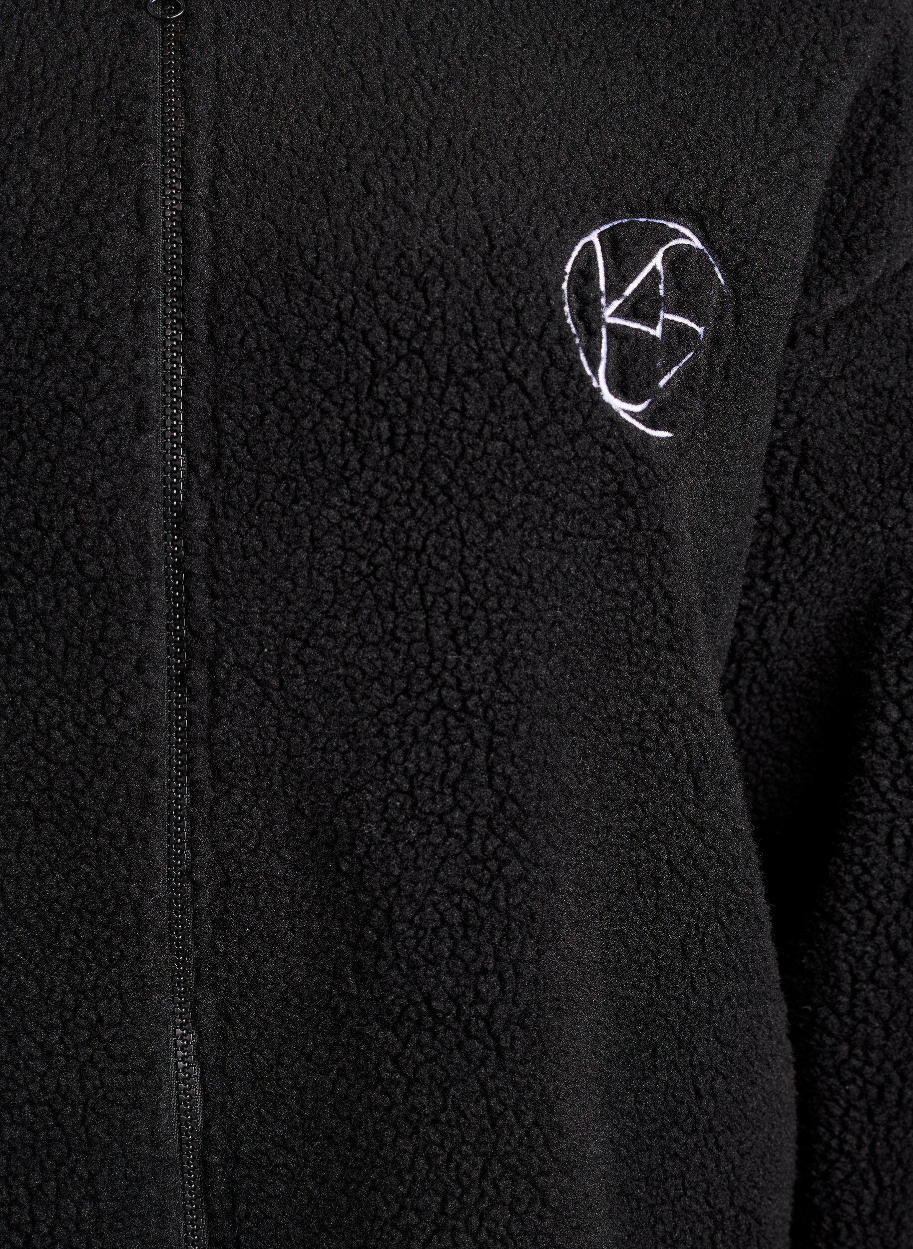 Zizzi Teddyfleece jas met strependetails, Zwart, Packshot image number 2