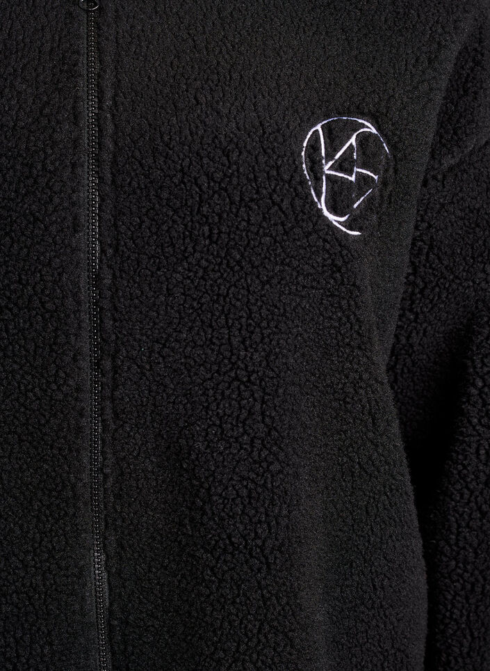 Teddyfleece jas met strependetails, Zwart, Packshot image number 2