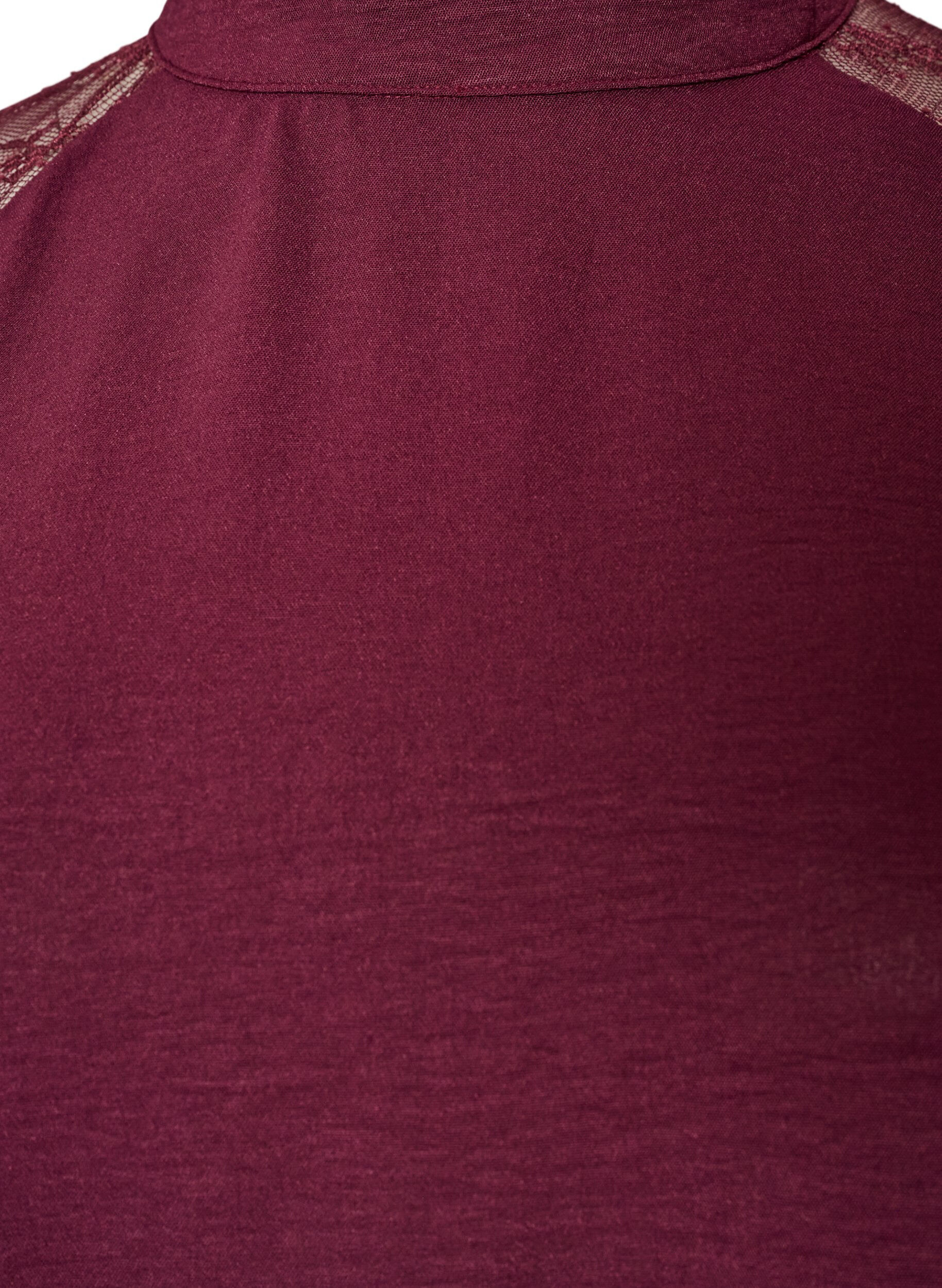 ZizziBlouse met korte kanten mouwen en hoge hals, Rood, Packshot image number 2