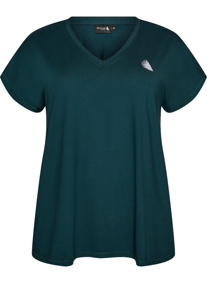 Losvallend trainings-T-shirt met V-hals, Groen, Packshot image number 0